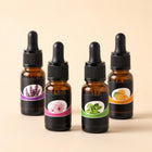 Close-up of the fragrance oil bottles