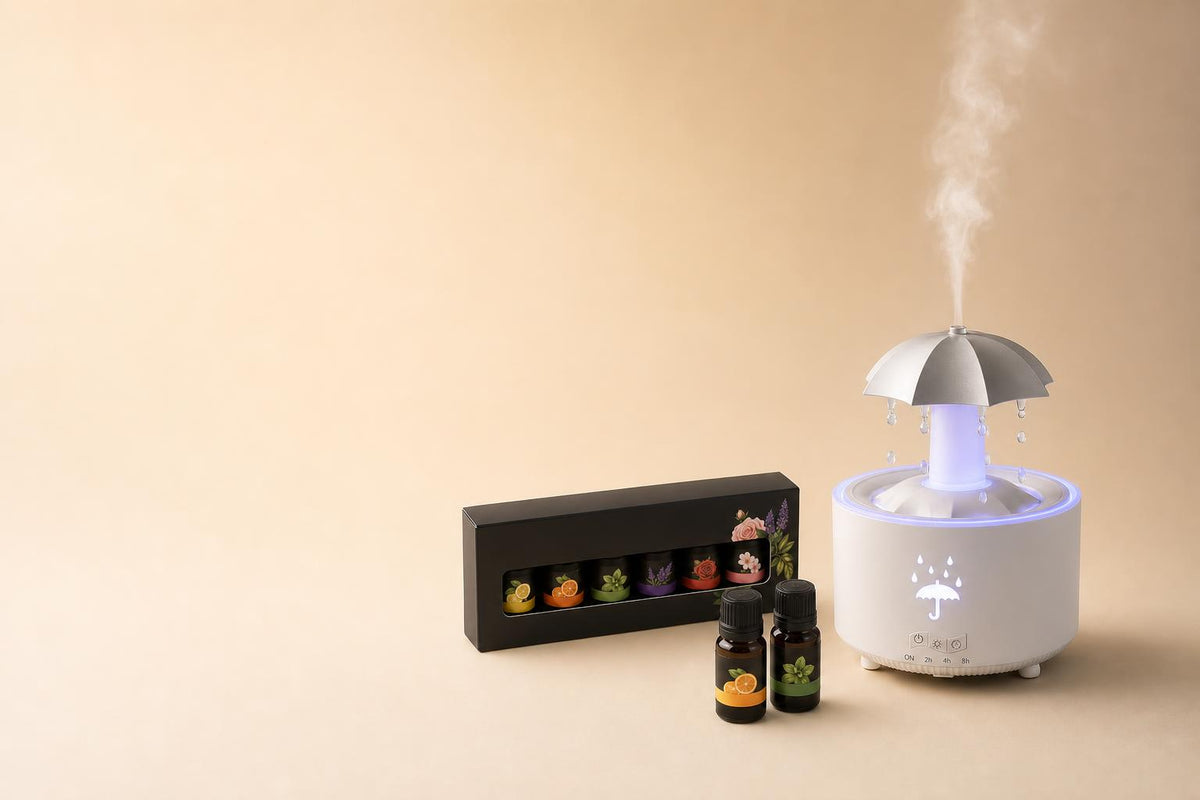 RainDrop diffuser and fragrance oil collection together